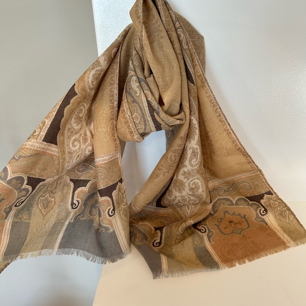 Etro Paisley Lama Wool and Silk Scarf